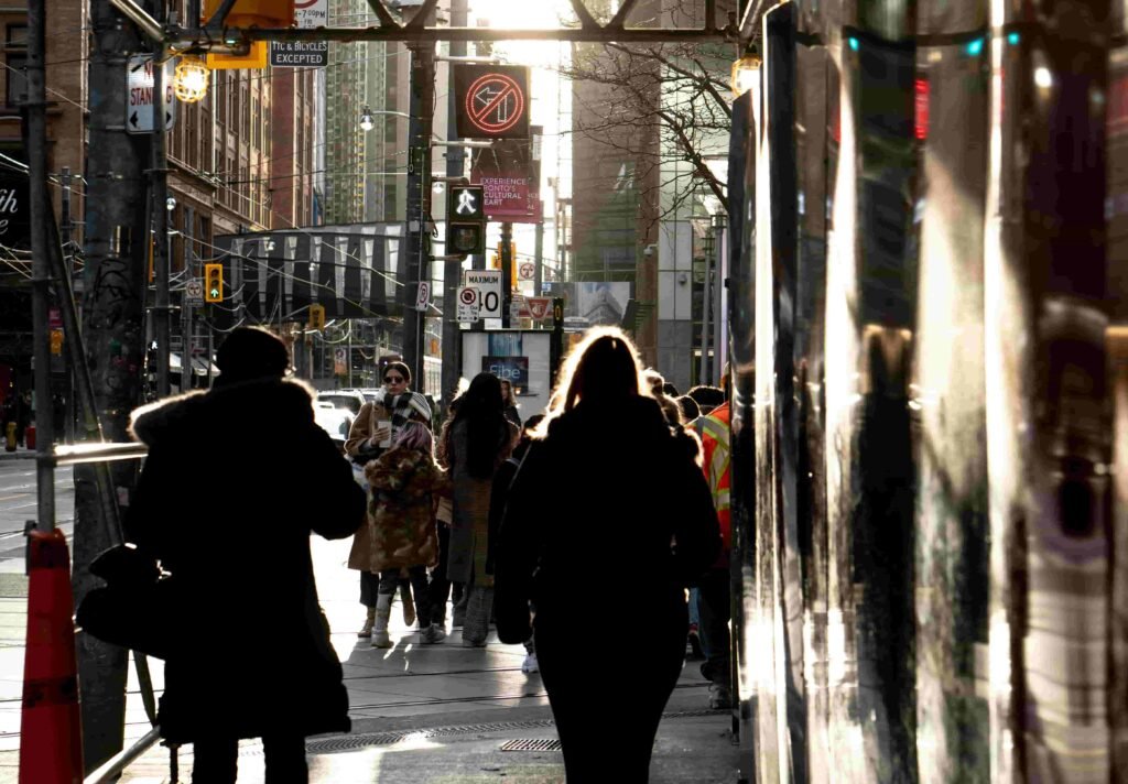 Street scene in downtown Toronto near residential and commercial areas