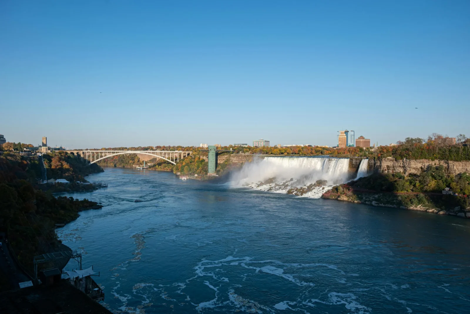 Rainbow Bridge connecting Niagara Falls Ontario and Niagara Falls New York