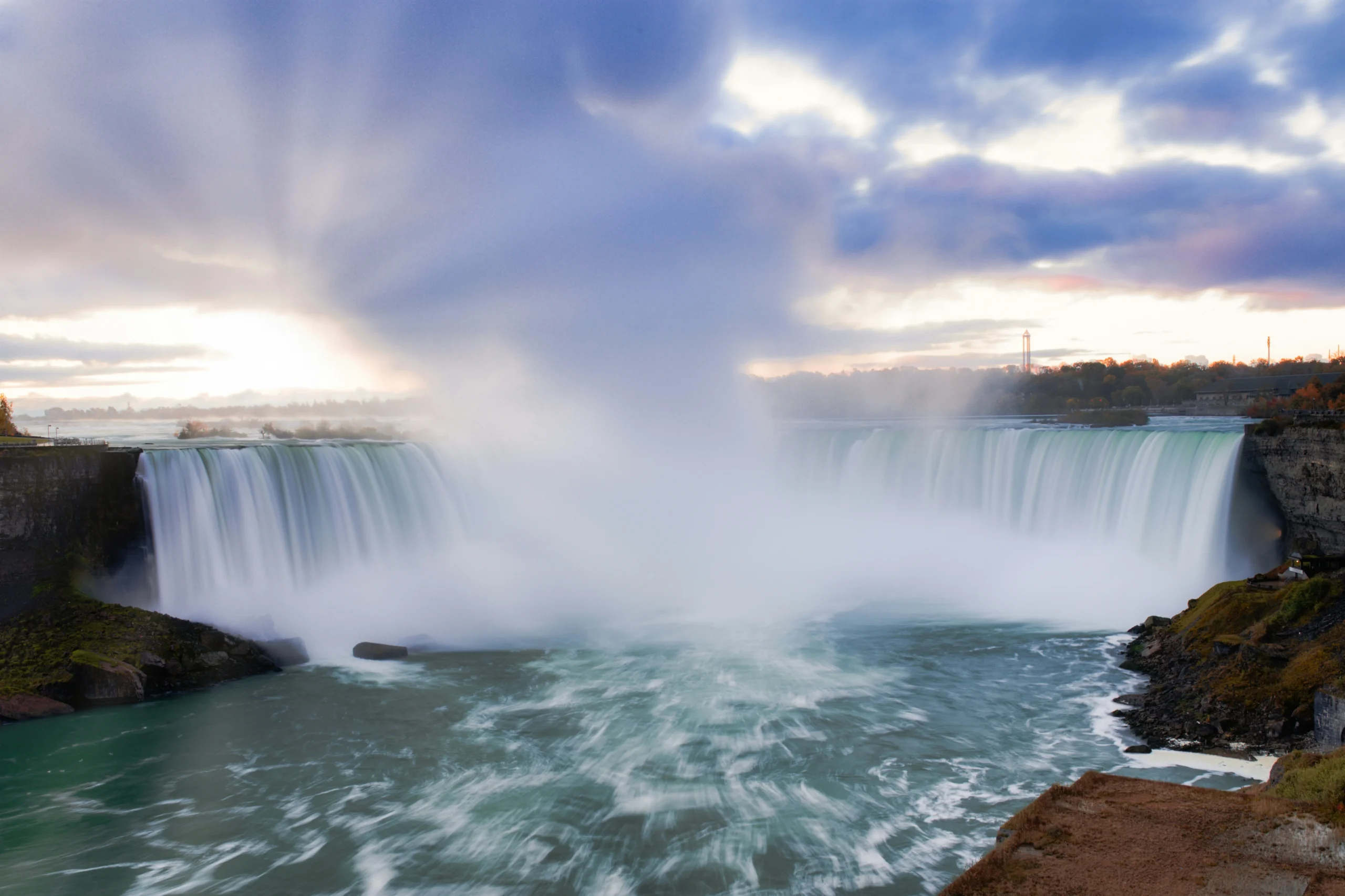 Bridal Veil Falls viewed from Cave of the Winds platform in Niagara Falls New York