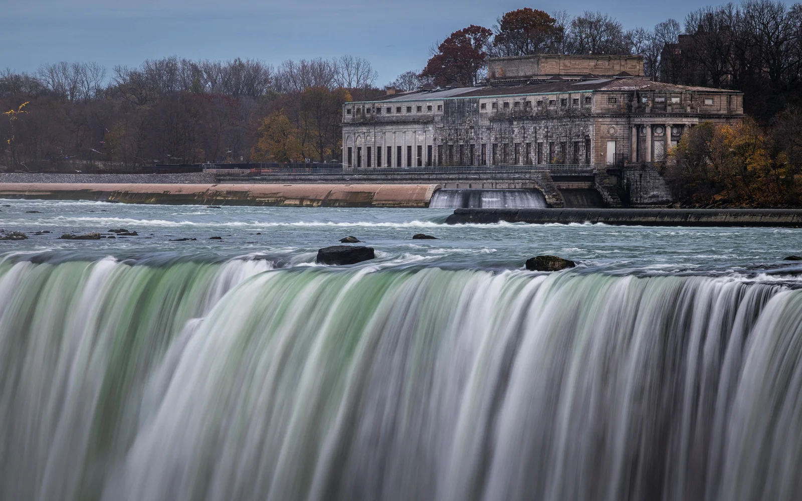 Niagara Parks Power Station building along the Niagara River in Ontario