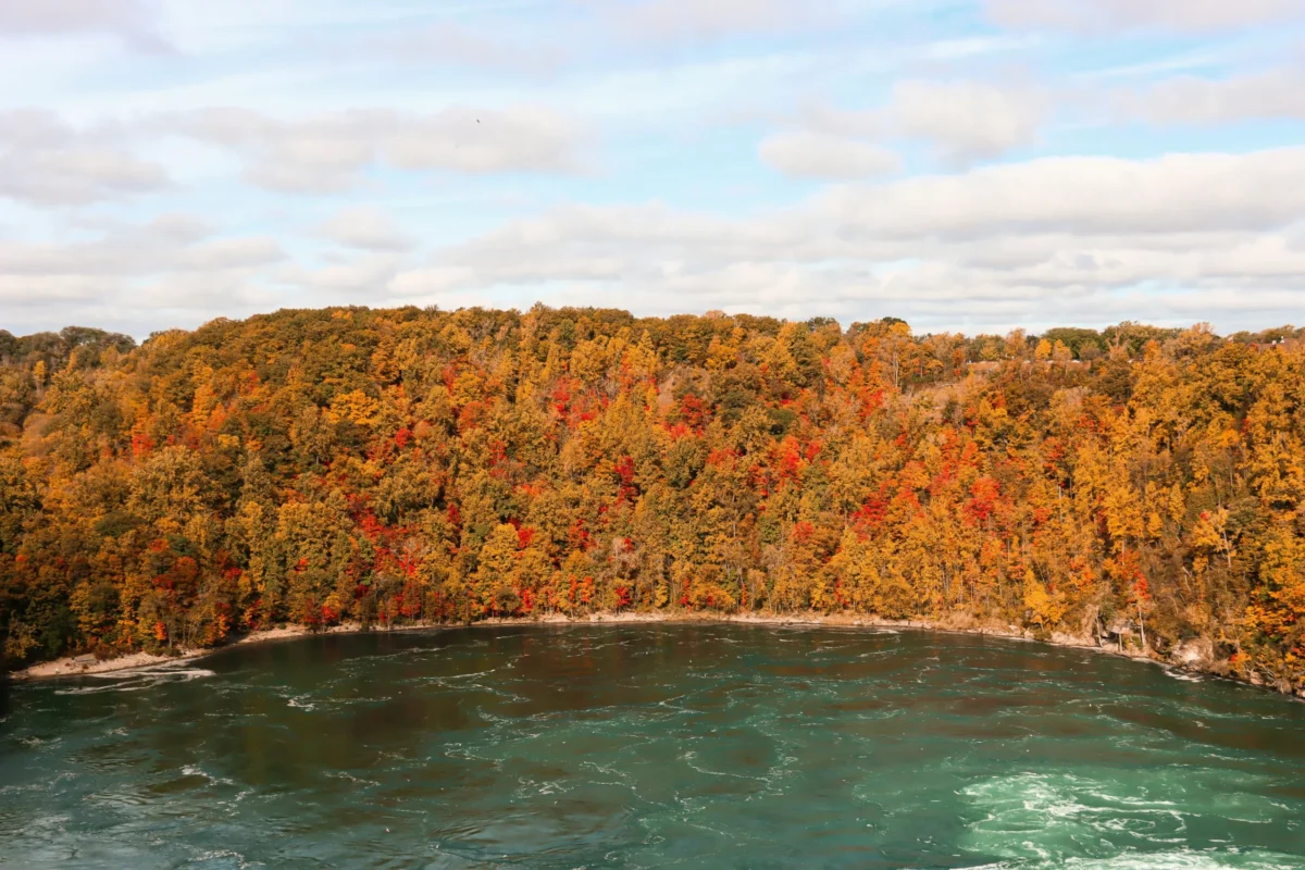 Niagara Whirlpool surrounded by autumn foliage in Ontario