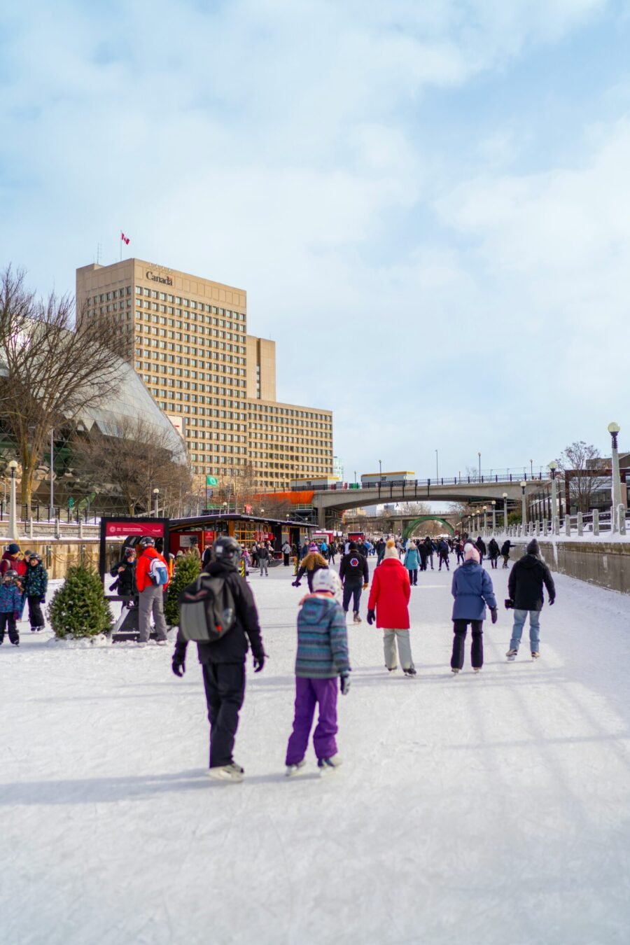 People skating on the Rideau Canal in winter Ottawa