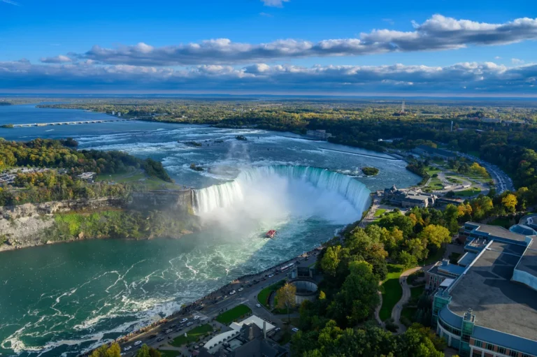Aerial view of Horseshoe Falls in Niagara Falls Ontario Canada