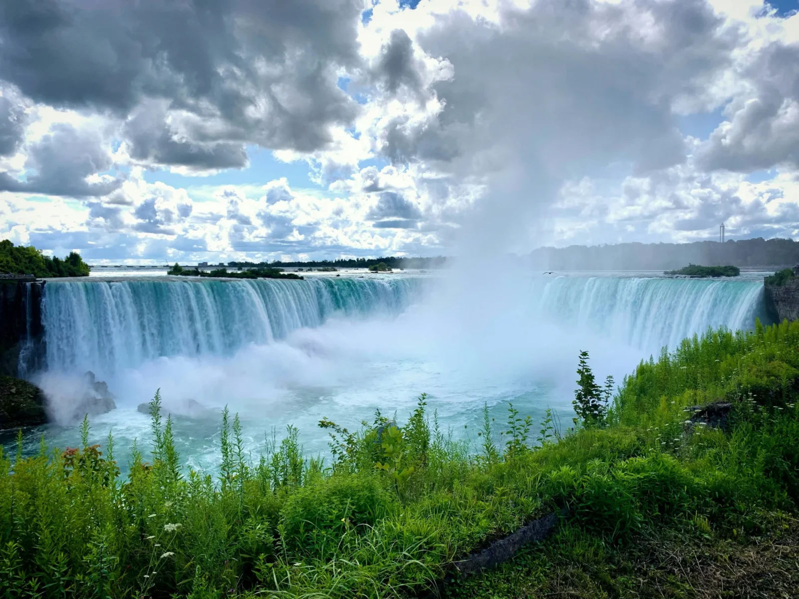 Niagara Falls powerful water flow during spring season in Ontario