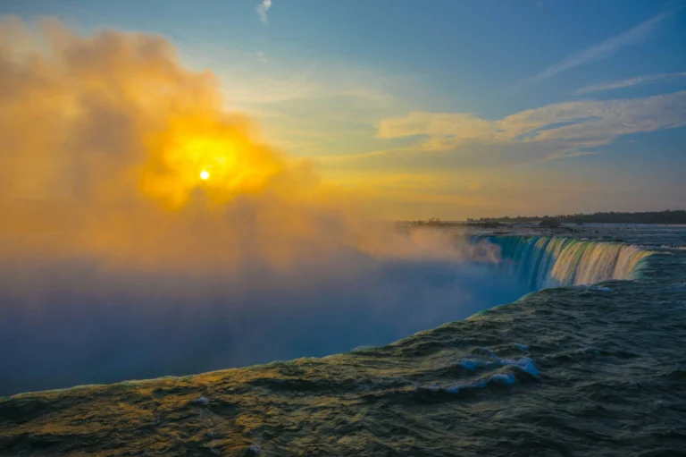 Sunrise over Horseshoe Falls at Niagara Falls in Ontario Canada