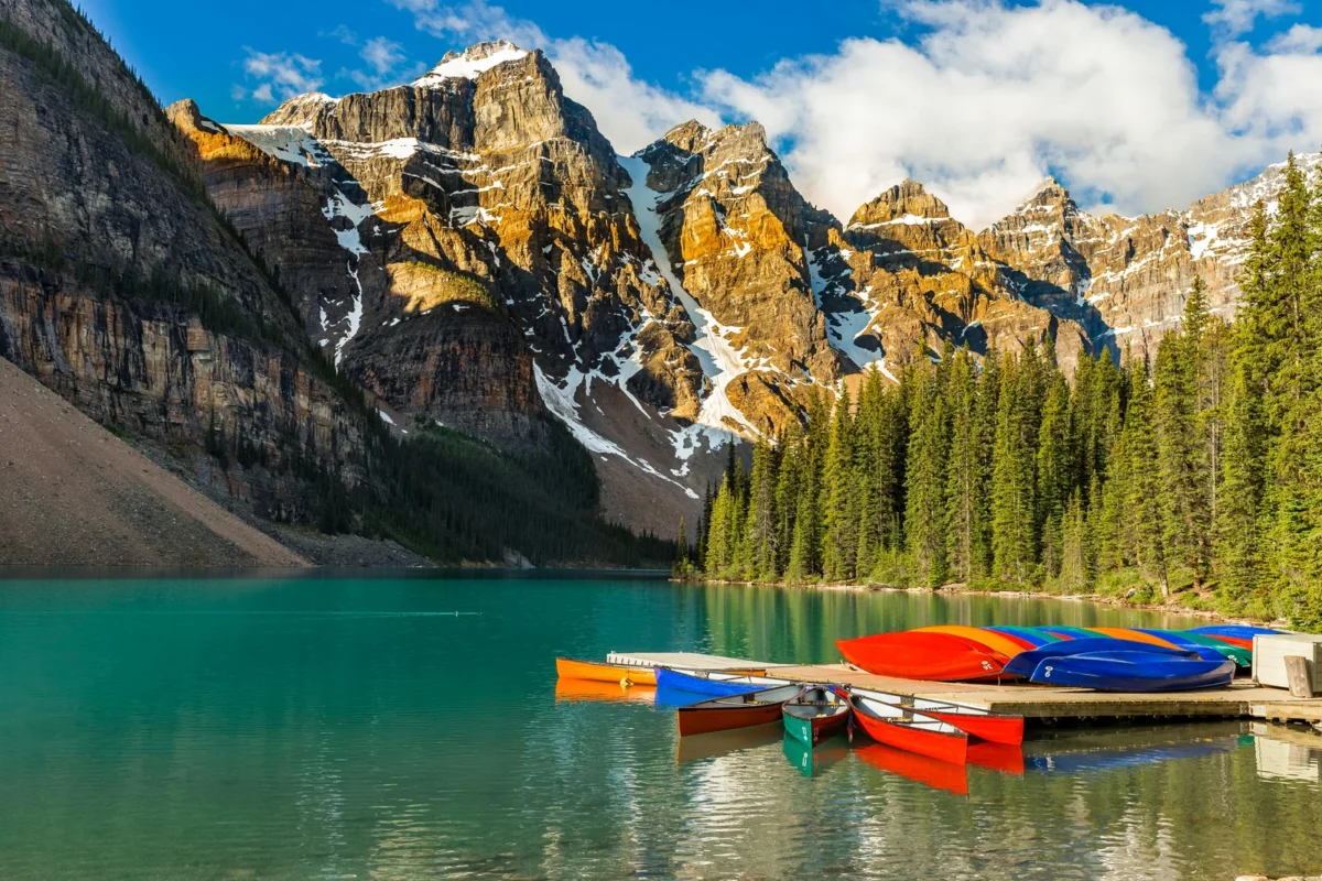 Things to do in Canada including canoeing at Moraine Lake in Banff National Park